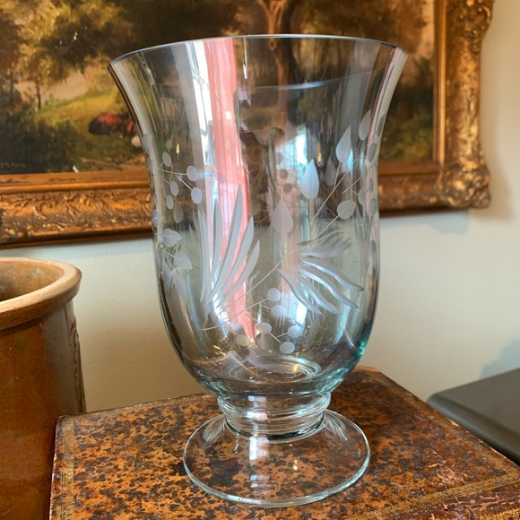 Lenox Williamsburg Boxwood and Pine Green Open Hurricane/Vase